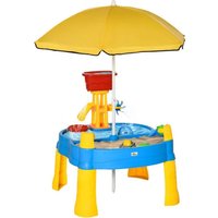 2 in 1 Sand and Water Table with Accessories Adjustable Parasol - Yellow