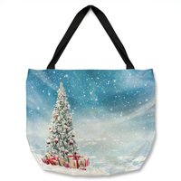 Beautiful Decorated Snowed In Christmas Tree Dining Tote bag - Blue