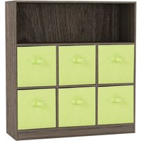 Wooden Wide 7 Cubed Cupboard Bookcase Storage Unit - Black & Green / 88cm / 94cm