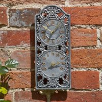 Westminster Wall Clock and Thermometer - Silver