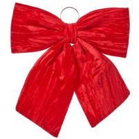 Red Luxurious Velvet Hanging Christmas Bow Decoration - Red
