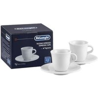De'Longhi DLSC308 Ceramic Espresso Cups Twin Pack with Saucers 70ml White - White