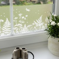 dc fix Spring Border Meadow Static Cling Vinyl for Windows - white
