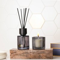 Boxed Scented Candle and Reed Diffuser Set - Black