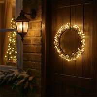 Xmas Haus 35cm Black Wreath 900Warm White Micro Led 3M Cable - Black