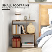 HOMCOM S-Shaped Side Table, 3-Tier Narrow End Table, Rustic Brown - Rustic Brown