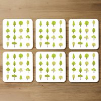 Tree Illustrations Designer Coaster Set - Green