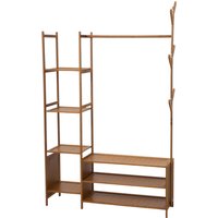 Versatile Coat Stand with Hanging Rail and Shelves - Light Brown