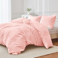 Super soft luxury faux fur stripe Duvet - Pink / 230cm