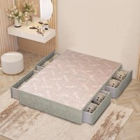 Divan Bed Base Linen Fabric Solid Platform Top with Draw Options - Sage / Double / 4