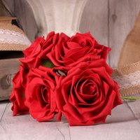 Bunch of 5 Foam Open Tea Rose - Red