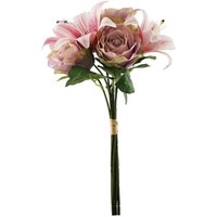 Artificial Vintage Lily Mix Bouquet 39cm - Pink/Purple
