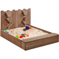Wooden Sandbox For Kids with 2 Storage Compartment - Dark Brown