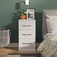 Dorset Ready Assembled 3 Drawer Bedside Cabinet - Signature White