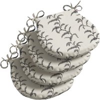Linen Fern Outdoor D Shaped Seat Pad - Grey/White / 4
