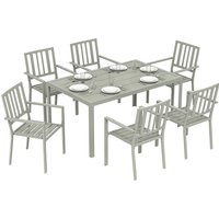 Outsunny Stackable Chairs and Metal Top Table Garden Dining Set - Grey