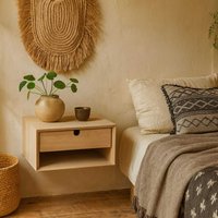 Italy Small 1 Drawer Wall Mounted Bedside Table - Neutral