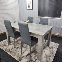 Stone Grey 140cm Table and 4 Grey Faux Leather Chairs Dining Set - Grey