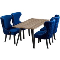 Mayfair Rocco Dining Set a Table and Chairs Set of 4 - Royal Blue