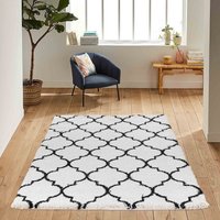 Moroccan Berber Shaggy Rugs Living Room Trellis Design - Stone / 160x230 cm Rectangle