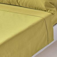 1000 Thread Count Egyptian Cotton Flat Sheet Satin Feel - Olive Green / Double
