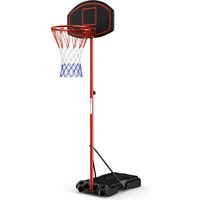 COSTWAY, Costway Height-Adjustable Basket Hoop with 2 Wheels-Red - Red COSTWAY, Costway Height-Adjustable Basket Hoop with 2 Wheels-Red - Red