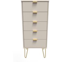 Linear Ready Assembled 5 Drawer Bedside Cabinet - Kashmir Matt