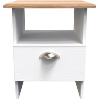 Victoria Bottom Drawer Lamp Table - White Ash & Riviera Oak