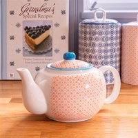 820ml Hand-Printed Teapot - Orange