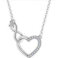 Heart Pendant Studded Necklace - Silver