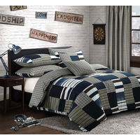 Modern Denim Patchwork Duvet Set - Navy / Single