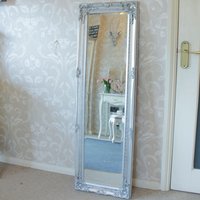 Tall Silver Ornate Mirror 47cm x 142cm - Silver