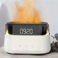 Modern Aroma Atomiser Flame Effect LED Clock USB Diffuser Ultrasonic - Grey