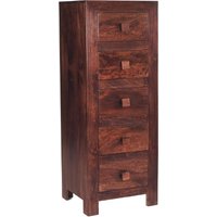 Poko Dark Mango 5 Drawer Chest - Brown