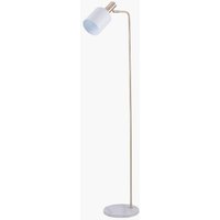 White Floor Lamp with Marble Foot and Gold Detail - White