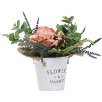 Artificial Potted Rose Tabletop Decor - Orange