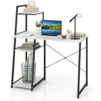 Home Office Desk with Bookshelf - White