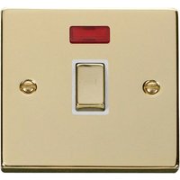 Polished Brass 1 Gang 20A Ingot DP Switch With Neon - White