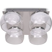 Alissa IP44 Integrated LED 4 Way Ceiling Light with Glass Shades - Silver