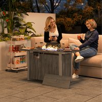 Outsunny 50,000 BTU Propane Gas Fire Pit Table with Wind Guard - Dark Grey