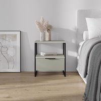 FWStyle 1 Drawer Modern Bedside Table Nightstand Black Frame - Ash Green