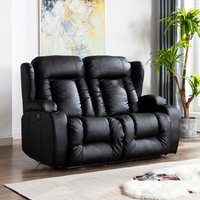 Caesar Electric High Back Luxury Recliner 2 Seater Sofa - Black