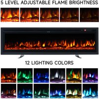 Lifeideas Large 3-in-1 Multi-Mount Electric Fireplace - Black / 203.2cm