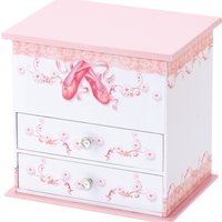 Ballet Shoe Two Drawer Musical Jewel Case - Pink & White
