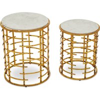 Rabia Set Of 2 Round Tables With Marble Top - White