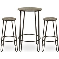 District 3 Piece Bar Table And Stool Set - Black