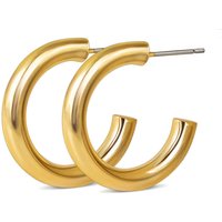 Fashionable Smooth Thick Hooped Earrings - Gold