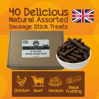 HugglePets Assorted Natural Sausage Treats Box (40pcs) - Brown