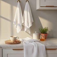 Doro Set Of 3 White And Almond Waffle Tea Towels - White