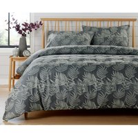 Leaf Jacquard Duvet Set - Charcoal / Single